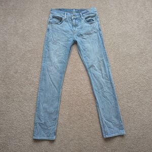 7 For All Mankind Men's Light Blue The Straight Jeans 32x33.25